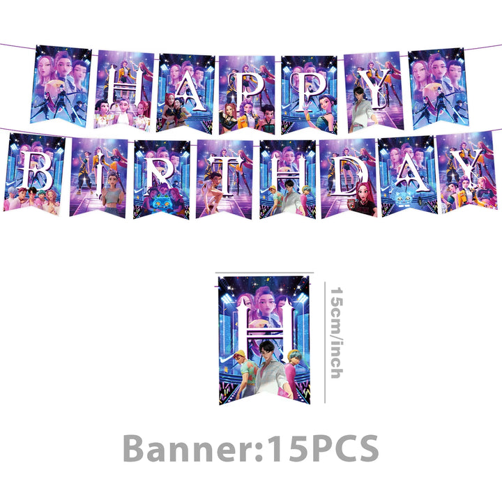 K-Pop D-Demon H-Hunter Birthday Party Decoration Cartoon Anime Hunter Figures Balloons Cake Topper Banner Birthday Decoration