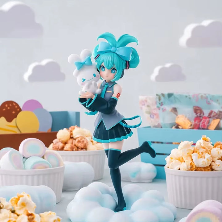 Hot 21CM Anime Hatsune Miku X Cinnamoroll Figure Anime Peripheral Collectible Models Decorative Decorations Children Kawaii Gift
