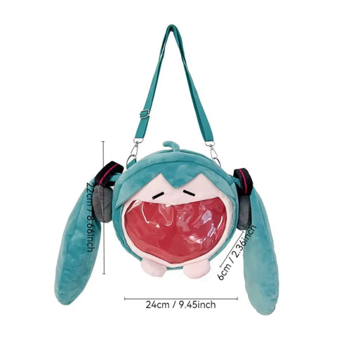 Hatsune Miku Shoulder Bag New Backpack Cute Anime Girl Plush Cartoon Kawaii Knapsack Student Bag Packet Kids Gifts Toys