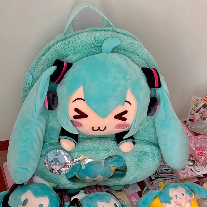 Hatsune Miku Sweet and Cute Creative Anime Picture Embroidery Fashion Large Capacity Storage Soft Plush Backpack Girl Toy Gift