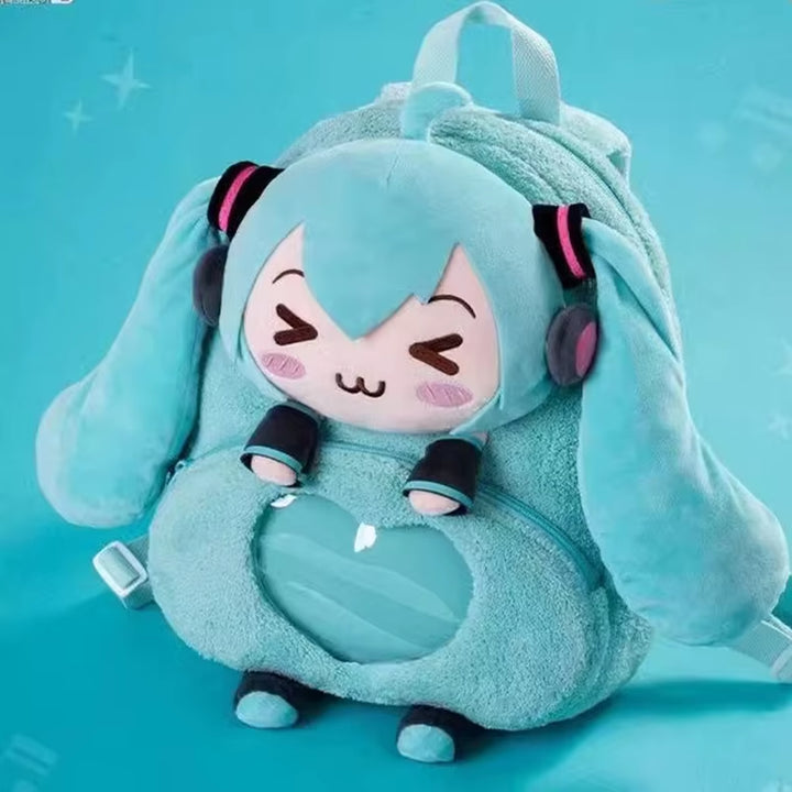 Hatsune Miku Sweet and Cute Creative Anime Picture Embroidery Fashion Large Capacity Storage Soft Plush Backpack Girl Toy Gift