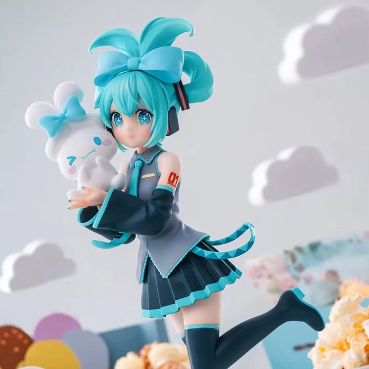 Hot 21CM Anime Hatsune Miku X Cinnamoroll Figure Anime Peripheral Collectible Models Decorative Decorations Children Kawaii Gift