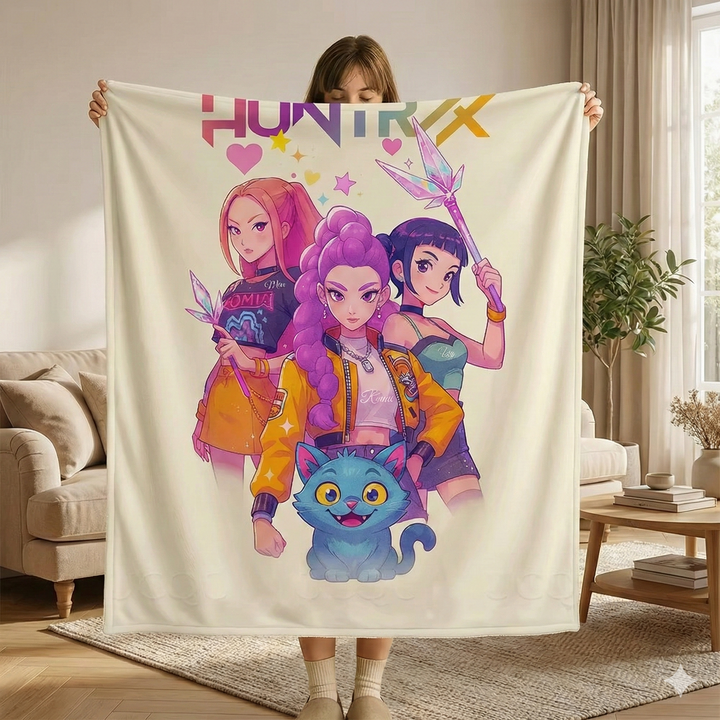 K-Pop Demon Hunters Huntrix Winter Throw Blanket
