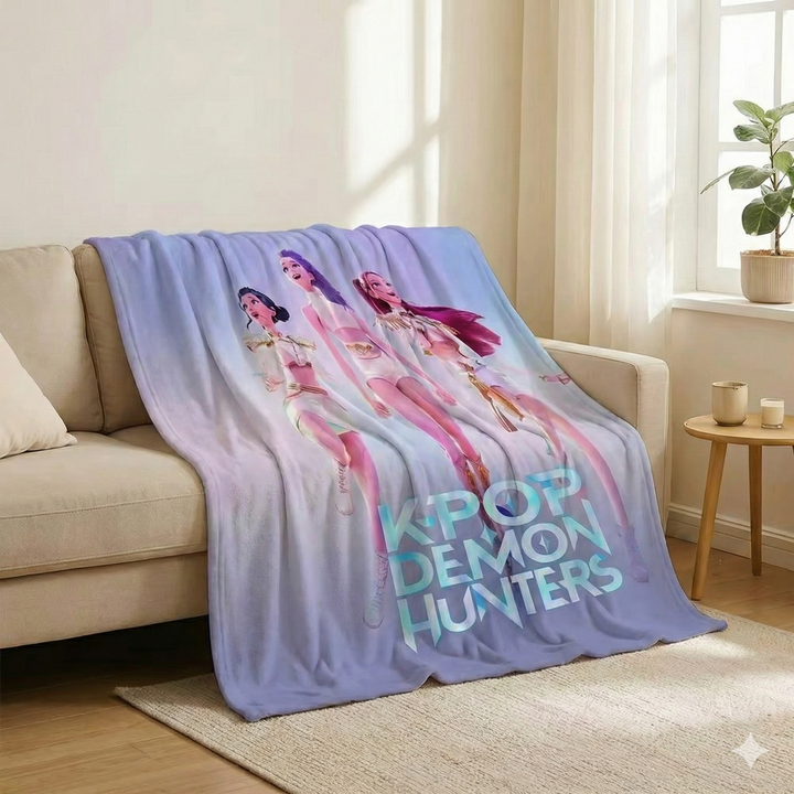 K-Pop Demon Hunters Huntrix Winter Throw Blanket