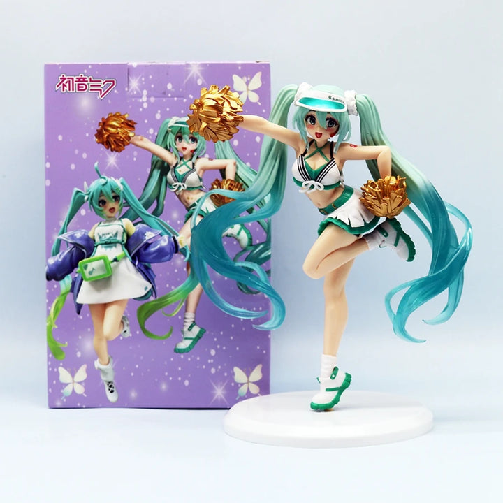 18Cm Fashion Hatsune Miku Anime Figure Cheerleader Hatsune Miku Action Figures Kawaii Girl Figurine PVC Collection Model Toys