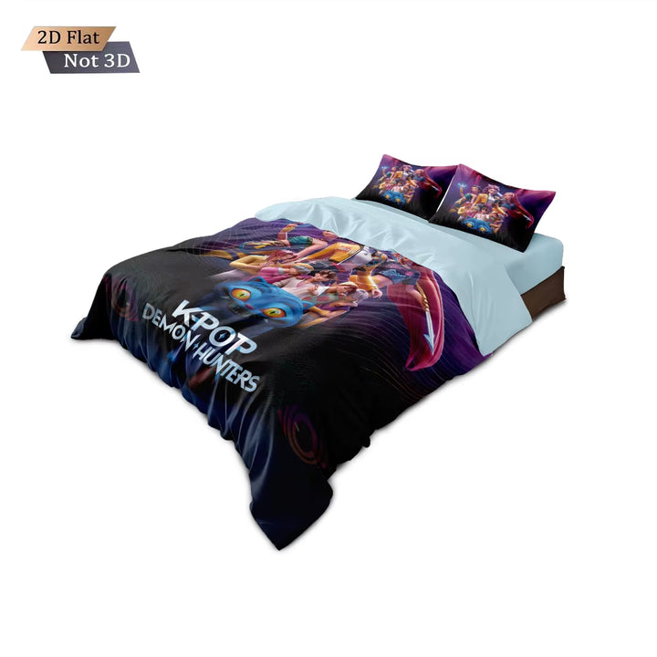 Anime K-Pop Demon Hunters bedding set with pillowcases