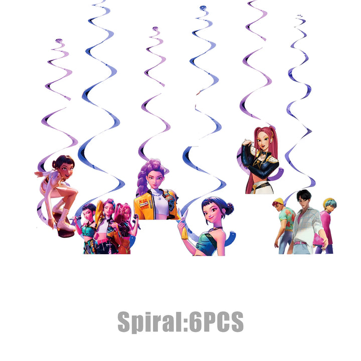 K-Pop D-Demon H-Hunter Birthday Party Decoration Cartoon Anime Hunter Figures Balloons Cake Topper Banner Birthday Decoration