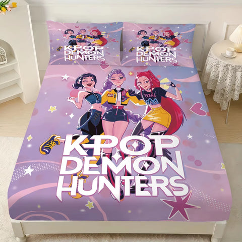 K-Pop Demon Hunters bedding set anime fitted sheet and pillowcases